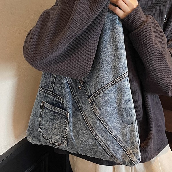 2025 New washed denim bag, underarm single-shoulder bag, large-capacity lazy tote bag, handbag, versatile bag, cross-border Application Scenario