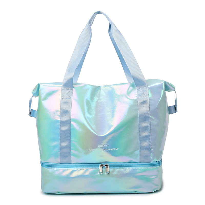Spring new lightweight travel bag, colorful expandable fitness bag, dry and wet separation large capacity hand-held yoga bag Item Picture