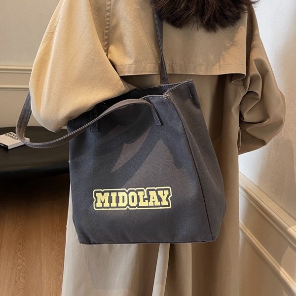 Canvas bag, college student handbag, versatile, large capacity, casual and simple, single-shoulder crossbody bag, commuting bag full figure