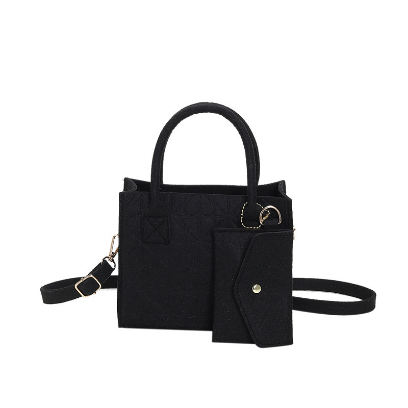 Korean version simple embossed felt lightweight handbag 2023 new style single-shoulder crossbody two-piece set for women Item Picture