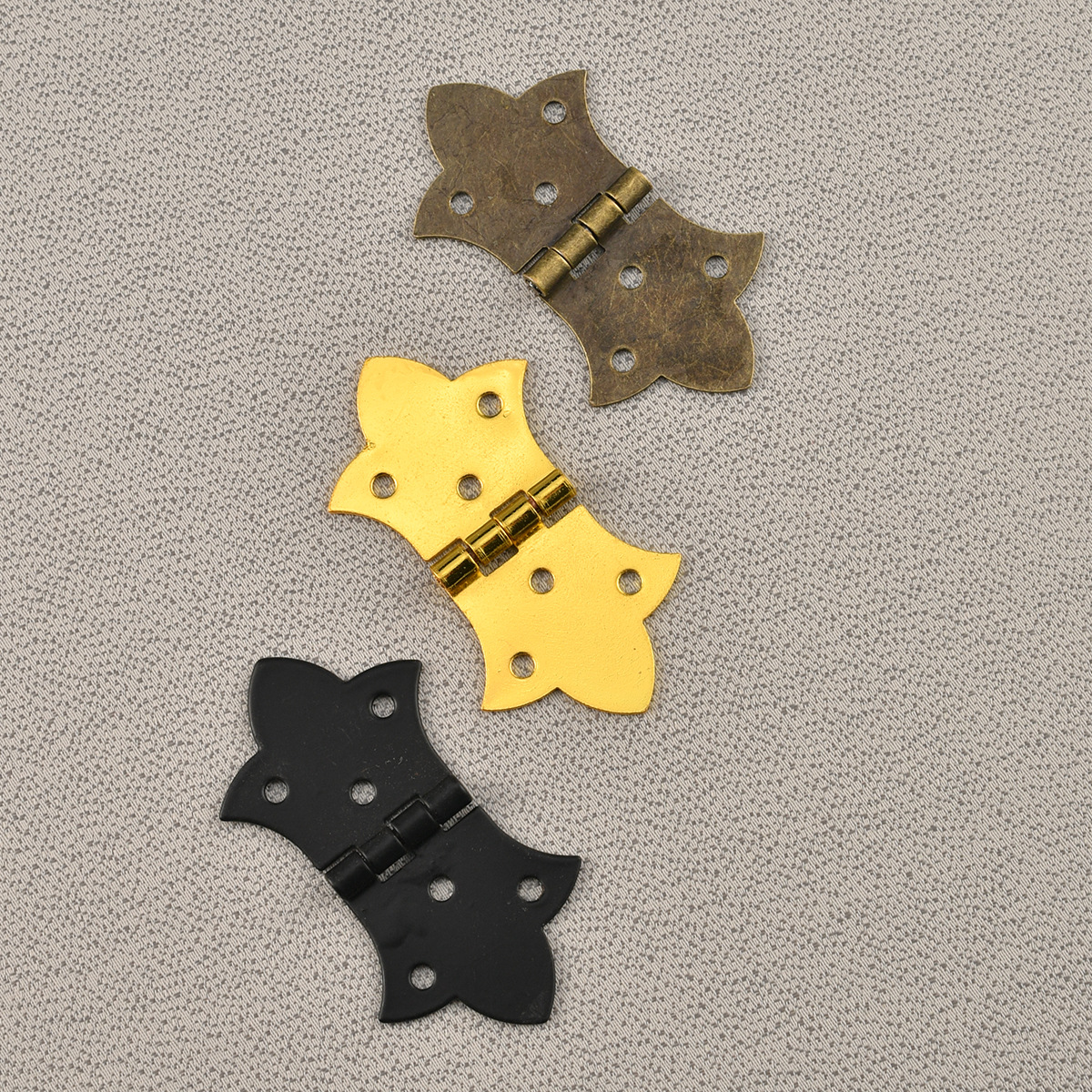 Jingmao Hardware Blue and ancient copper butterfly imitation gold ordinary flat box jewelry box Hinge hardware small hinge Specification drawing