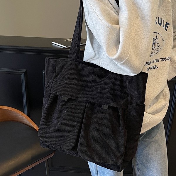 Large capacity hand-held cloth bag for college students' commuting to class, large bag for women, 2025 new style canvas bag, single-shoulder tote bag details Picture