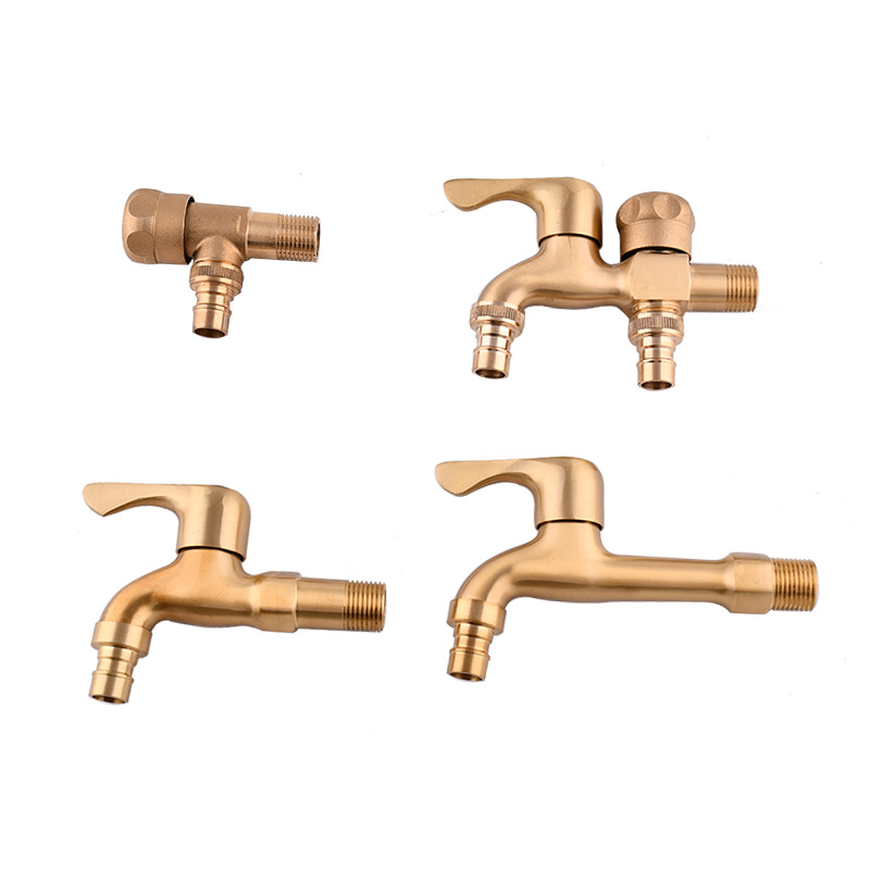 Copper washing machine faucet, quick-opening extended faucet, splash-proof faucet, quarter stainless steel faucet, double faucet Item Picture