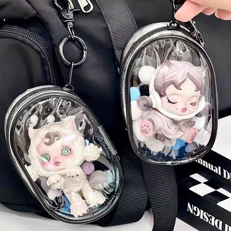 Pop Mart Pain Bag, Sun-dried three-dimensional pvc bag, closed transparent baby bag, blind box, display and storage bag, plastic bone full figure
