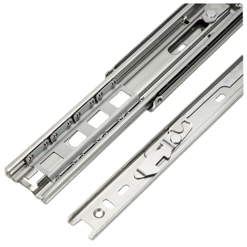 51-wide three-section lockable heavy-duty rail industrial tool box cabinet slide rail with a load-bearing capacity of 136 jin, self-locking type guide rail manufacturer Item Picture