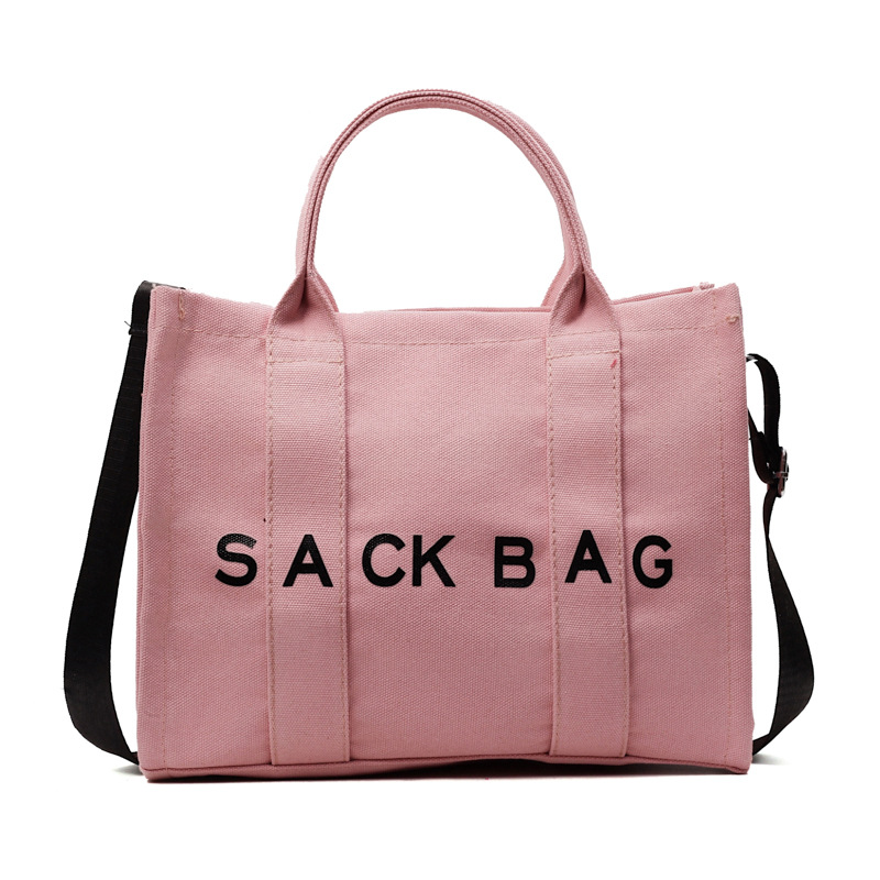 2025 Cross-border Women's bags: Simple crossbody bag, casual tote bag, letter-printed canvas bag, large-capacity single-shoulder bag Item Picture