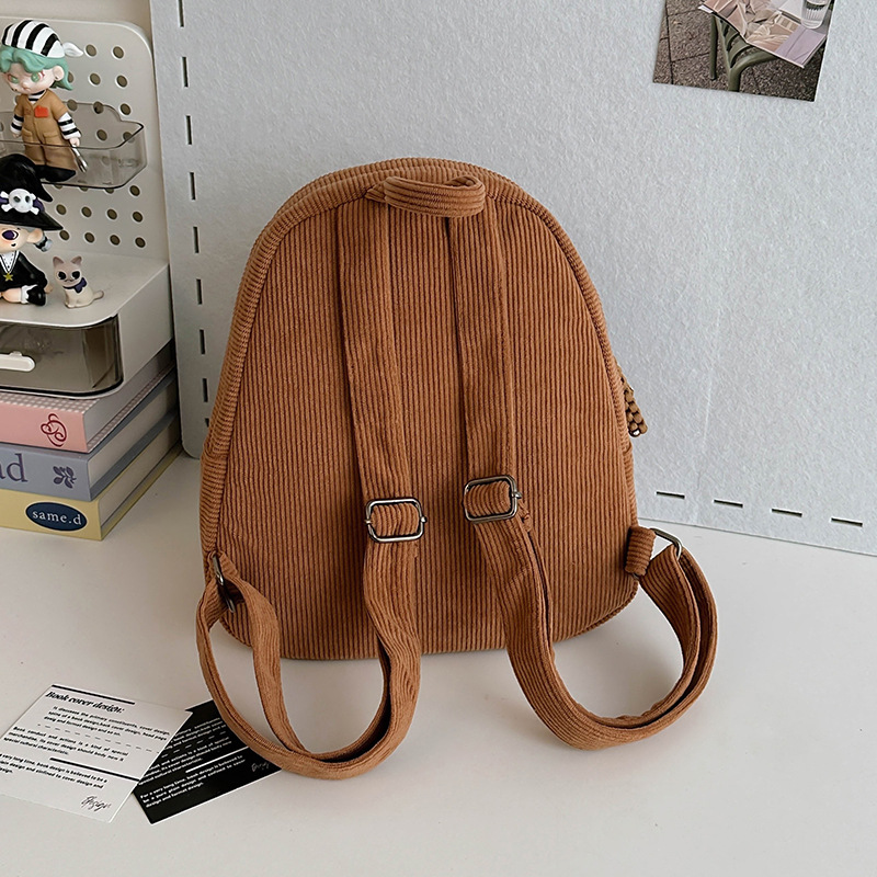 New retro forest-themed corduroy backpack, a Korean-style ins artistic backpack for college students to attend classes and go shopping Specification drawing