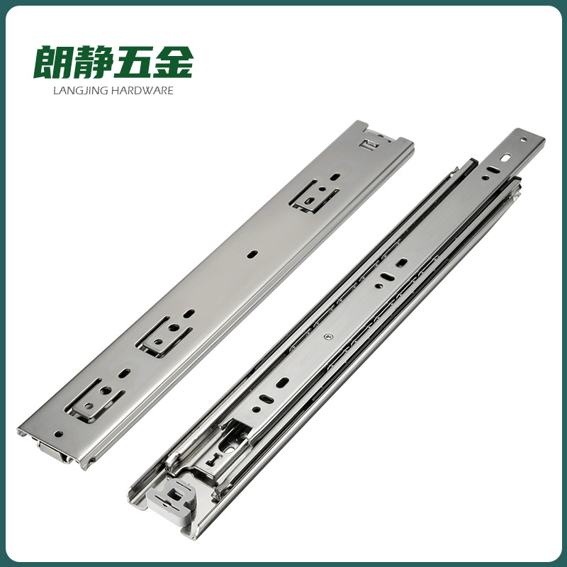 51 Broadband lock heavy-duty industrial shelf slide rail load-bearing track tatami drawer three-section guide rail steel ball slide details Picture