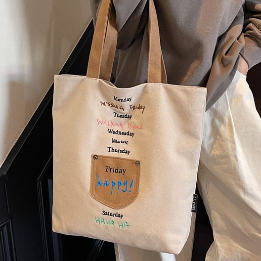 Korean fashion 2025 Spring New versatile large-capacity single-shoulder bag, color-blocking casual tote bag, student class bag Specification drawing