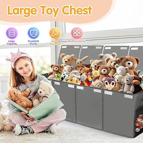 Children's toy storage, doll storage box, foldable, portable, large-capacity, compartment-divided storage box, organizing box full figure