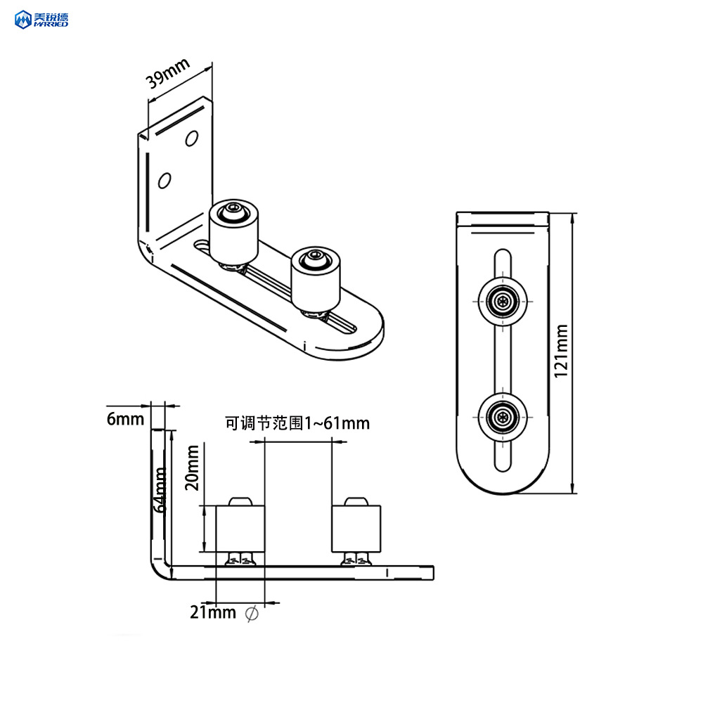 Factory wholesale P012 anti-sway device accessories, wooden door, indoor sliding door, sliding door handle, door and window hardware accessories Item Picture