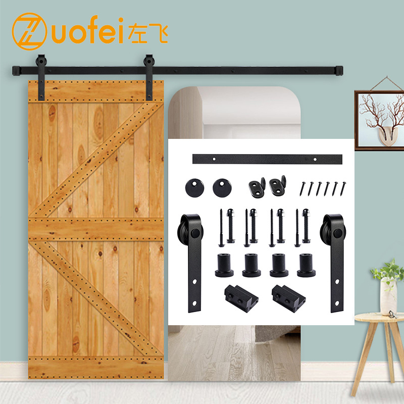 Wholesale of barn door hanging track, classic pulley, complete set of hardware, bathroom and kitchen sliding door, barn door accessories full figure