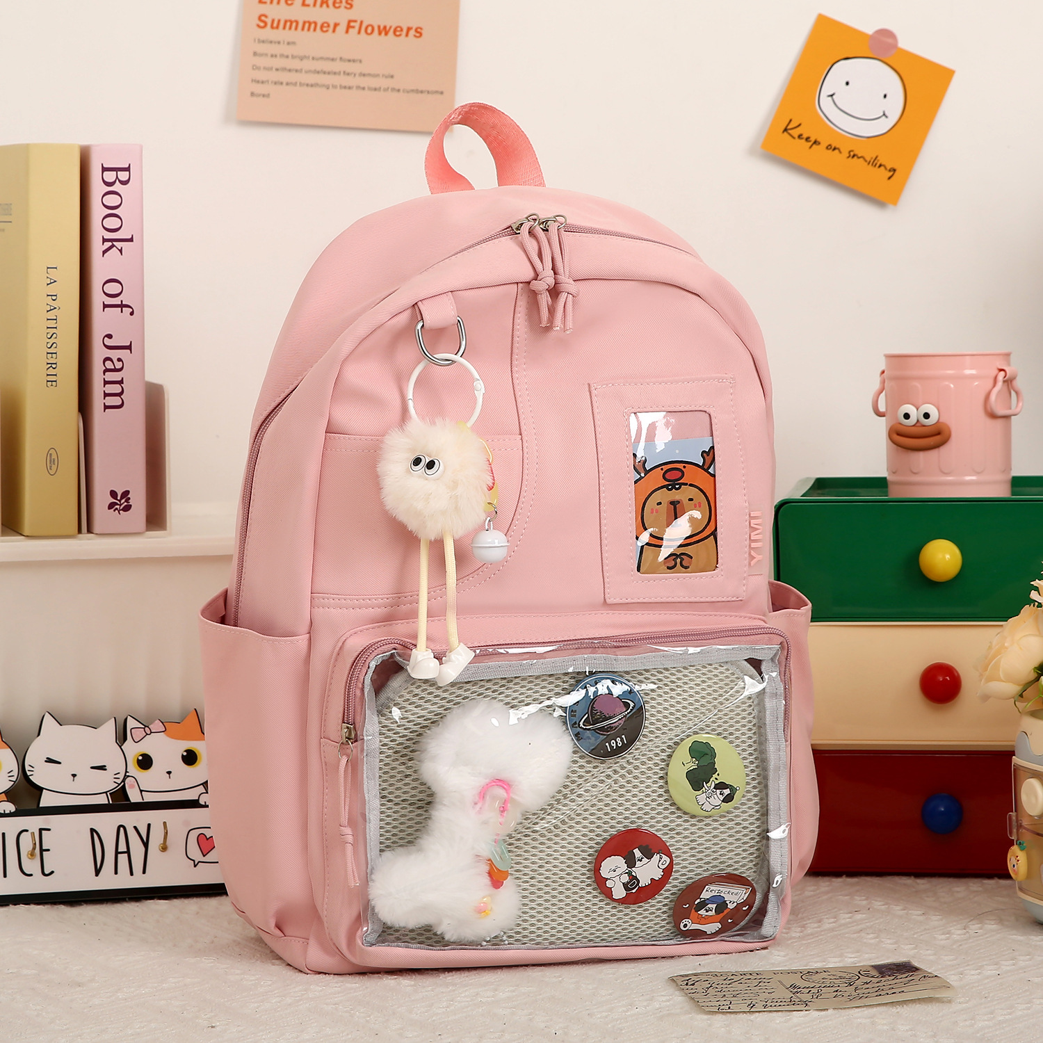 Large-capacity backpacks with pain layers for primary school students from grades three to six, waterproof backpacks for girls, and study kits for junior high school students details Picture