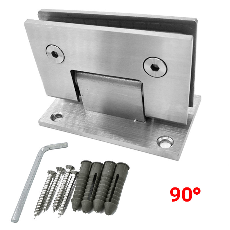 304/201 stainless steel frameless glass door hinge 90-degree bidirectional bathroom glass clip shower room hinge manufacturer Item Picture
