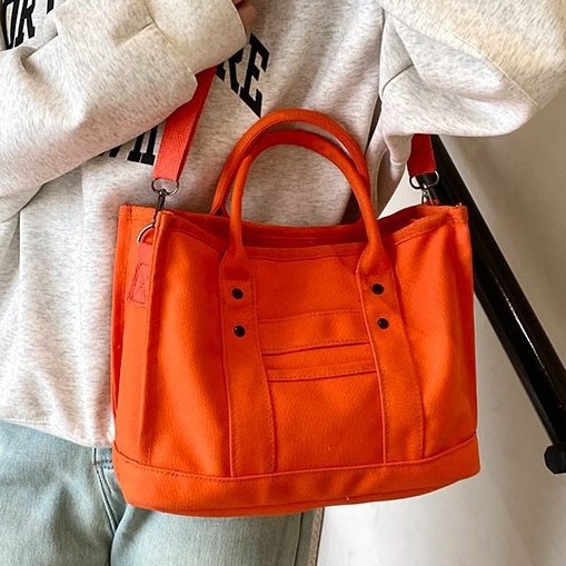 Cross-border design women's spring canvas tote handbag, a new high-end single-shoulder crossbody bag for women in 2025 full figure