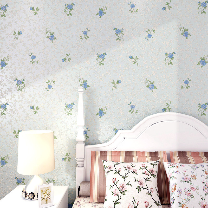 Non-woven fabric wallpaper, Korean-style fresh small floral pattern, country-style, warm and romantic girl's room, wedding room, bedroom, living room, 91201 details Picture