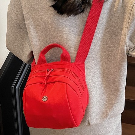 Backpack 2025 Spring/Summer New Women's bag, fashionable and casual nylon fabric bag, lightweight women's travel bag, solid color crossbody bag Specification drawing