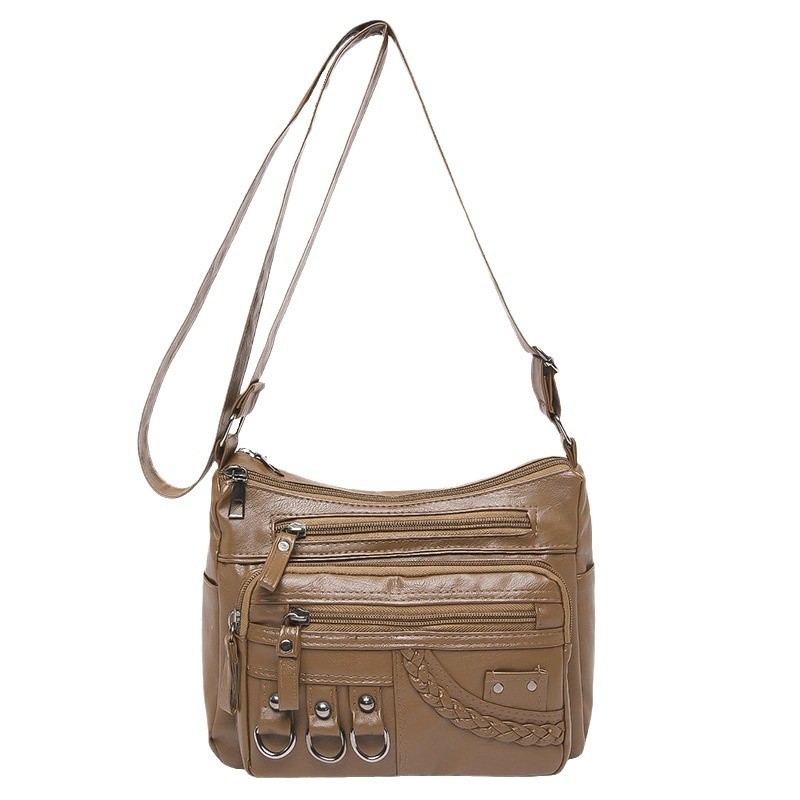A new cross-border fashion large-space woven crossbody bag, a simple and elegant Korean version with multiple layers and a soft design sense Item Picture