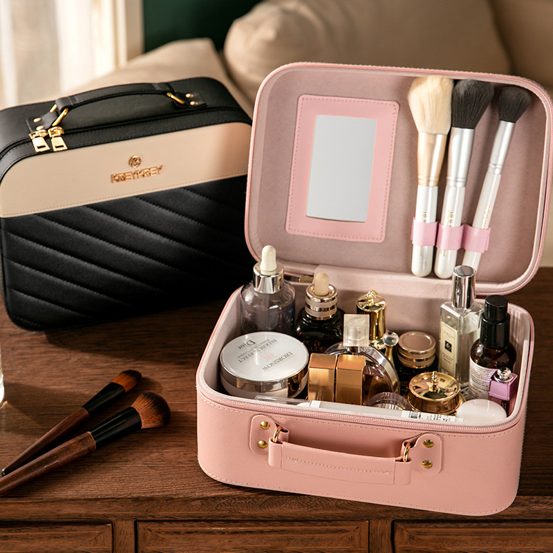 OEM customized skin care and makeup bags, portable large-capacity makeup storage bags, travel multi-functional hand-held makeup cases full figure