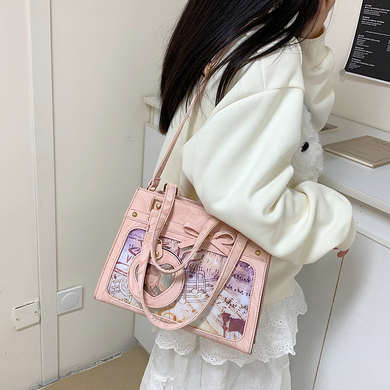 Large-capacity women's autumn and winter 2024 new style versatile crossbody badge pain bag, high-end hand-held commuter tote bag details Picture