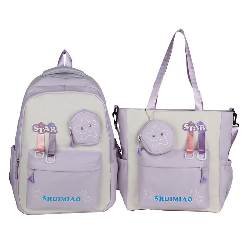 Cute star girl schoolbag, fresh and sweet girl, high school student on both shoulders, junior high school student bag, large-capacity travel backpack Item Picture