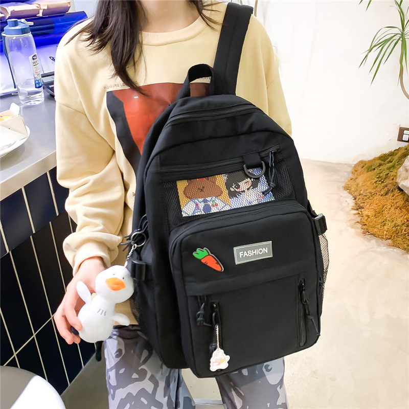 Harajuku ins Korean version large-capacity schoolbag, cute girls, high school and junior high school students' backpack, fashionable and casual backpack full figure