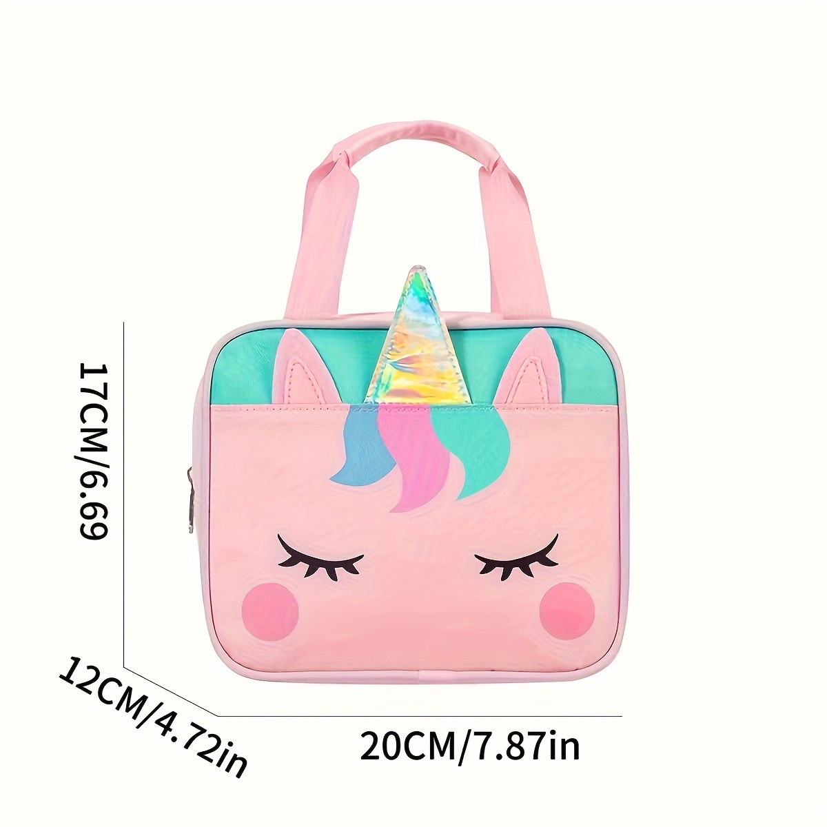 Cross-border best-selling children's cartoon unicorn lunch box bags, cute dinosaur hand-held Oxford cloth insulated bags in stock details Picture