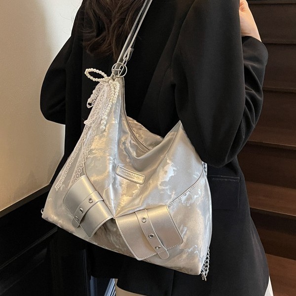 Cross-border single and double shoulder dual-purpose cloth bag for women, 2025 new large-capacity bag, Korean-style lazy style, high-end single-shoulder bag full figure