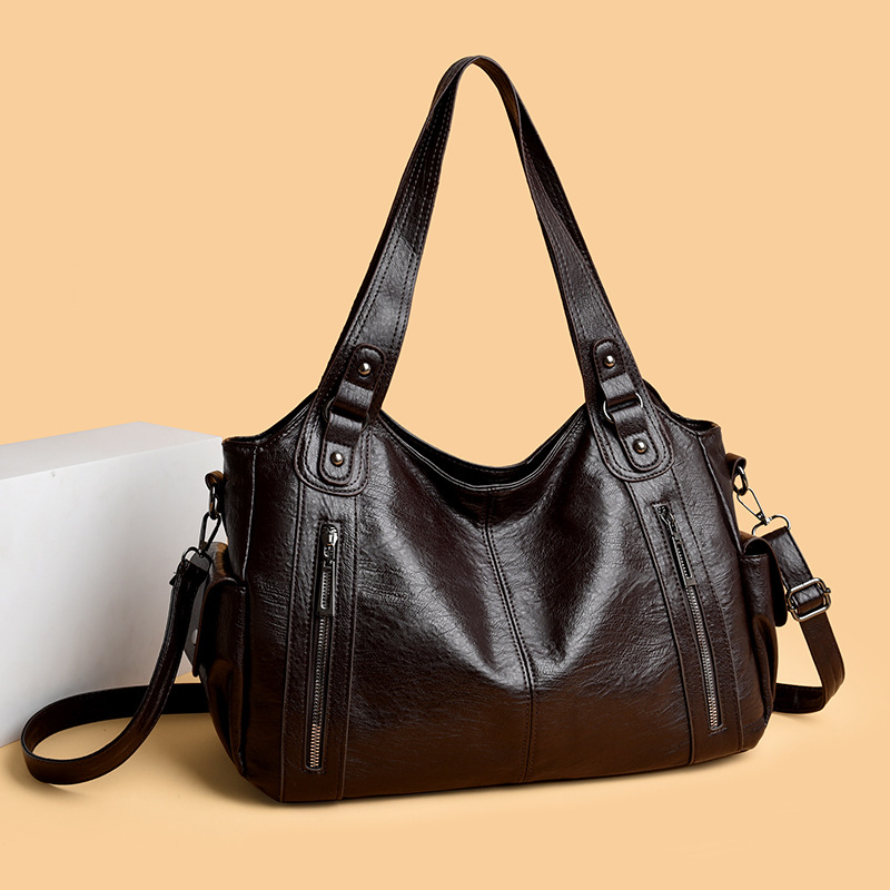 Cross-border retro women's bag, versatile and fashionable tote bag, large-capacity single-shoulder hand-carry, underarm travel crossbody bag for commuting full figure