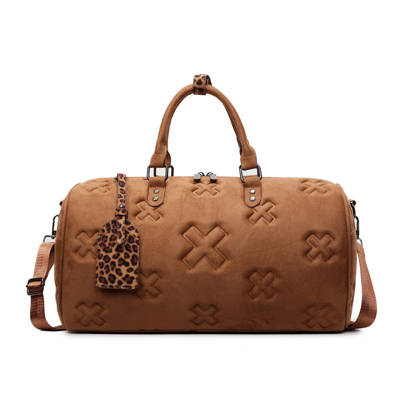 New large-capacity pu soft leather embossed fashionable hand-held luggage bag, Korean-style sports and fitness bag, single-shoulder bag Item Picture