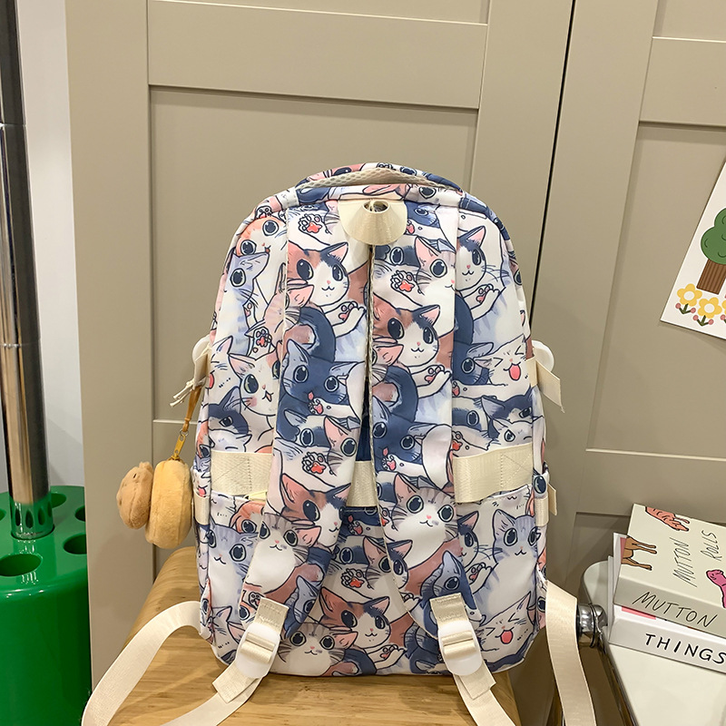 Trendy graffiti schoolbags for junior high school girls and senior high school students, large-capacity cute cartoon backpacks, and niche Instagram backpacks for girls Specification drawing