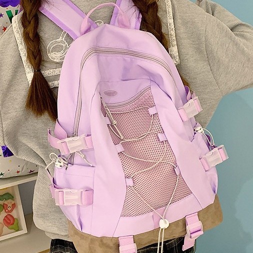 Fashionable, new, fresh and contrasting color outdoor travel backpack with large capacity, student casual commuting schoolbag details Picture