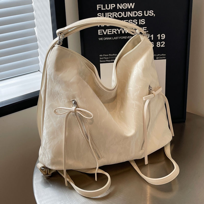 Fashionable ladies' bag, large-capacity tote bag, 2024 new pleated single-shoulder and double-shoulder dual-purpose bag, commuting crossbody backpack full figure
