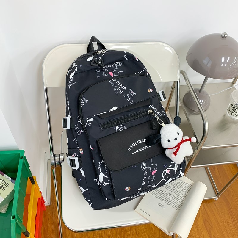 Japanese-style schoolbag, cute cartoon printed puppy on Instagram, middle school backpack, large capacity, versatile and soft girl backpack Specification drawing