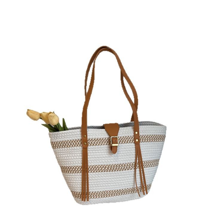 Woven bags, beach bags, straw woven women's seaside armpit bags, vacation large-capacity bags, fashionable and trendy women's bags, tote bags Item Picture