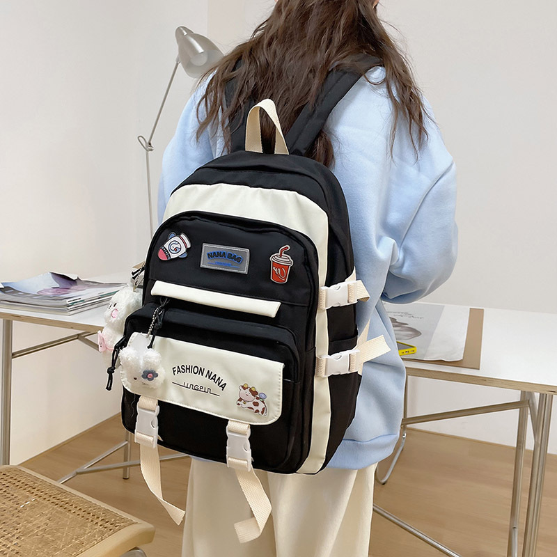 A large-capacity schoolbag for girls, a simple and casual backpack for high school students, and a color-blocking backpack for girls in grades 4 to 6 of primary school Specification drawing