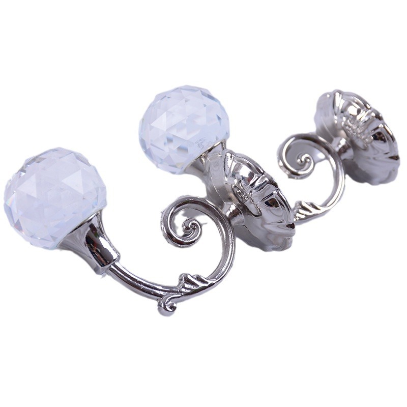 The manufacturer supplies European-style curtain hooks, zinc alloy crystal wall hooks, living room and bedroom window decorations, and curtain accessories for cross-border use Item Picture