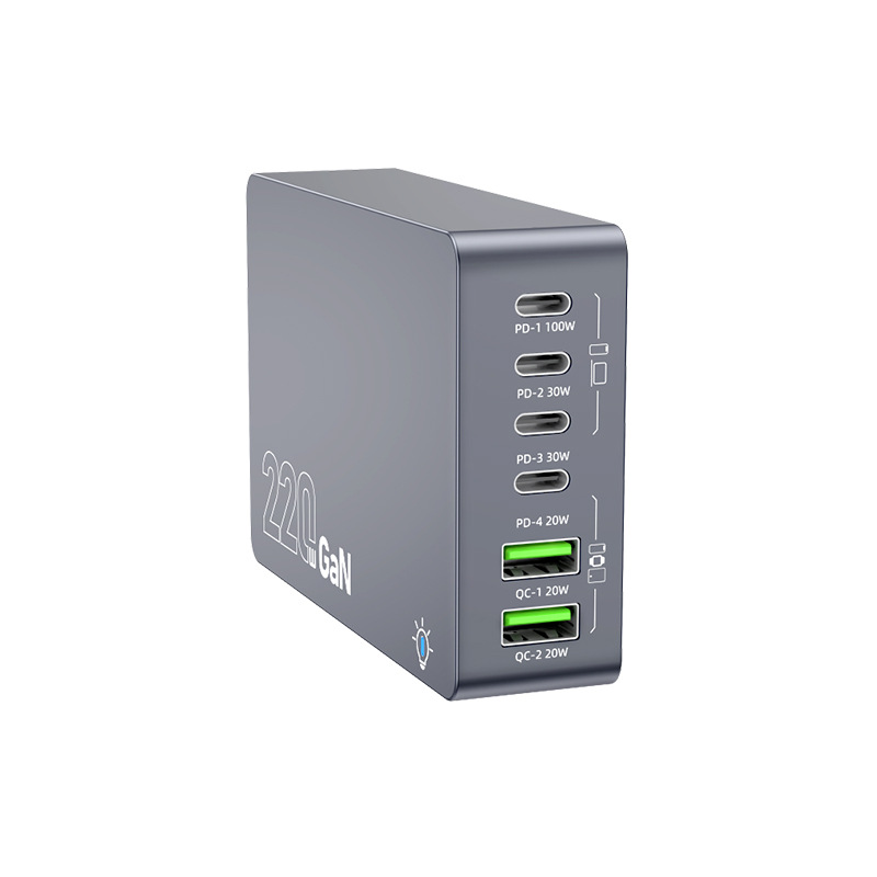 Cross-border gallium nitride charger 220W high-power notebook, tablet, mobile phone fast charging, 3C digital multi-port charger Item Picture