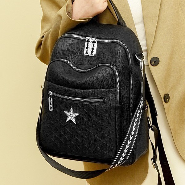 The new women's backpack, the five-pointed star crossbody bag, is simple, versatile, fashionable, niche, high-end and high-quality casual single-shoulder bag details Picture