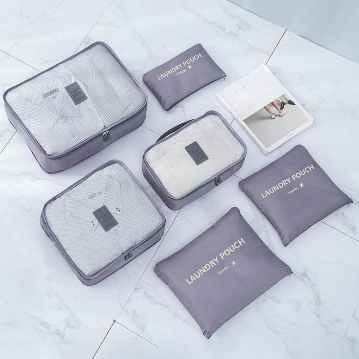 Cross-border Oxford Cloth travel storage six-piece set, business trip luggage and clothing organization and storage bag 6-piece set details Picture