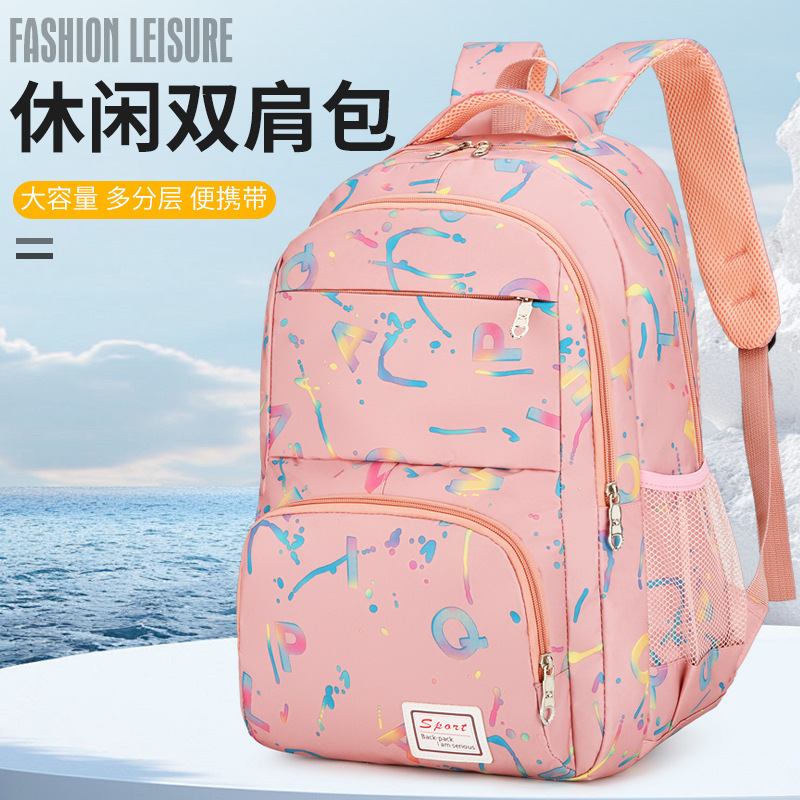Cross-border bestseller three-piece set: Large-capacity backpack, versatile letter print casual backpack, junior high school student schoolbag for girls Application Scenario