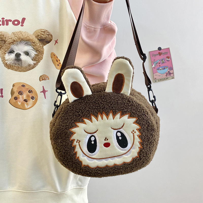 The new Pop Mart diagonal cross Ugly and cute large-capacity plush children's diagonal cross bag claw doll can be exchanged for a storage small bag details Picture