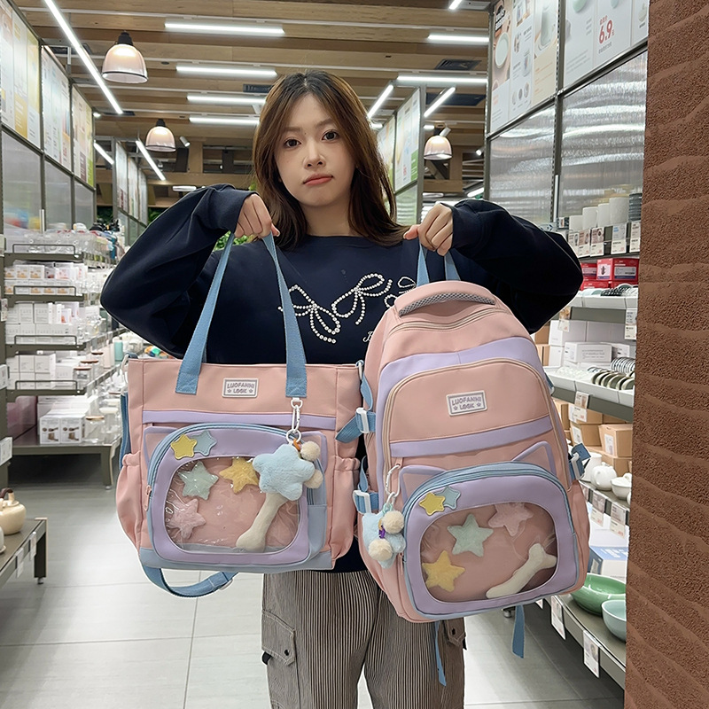 The new student bag of 2025 features a high level of appearance, large capacity, a fashionable and simple backpack for commuting, and a single-shoulder bag full figure