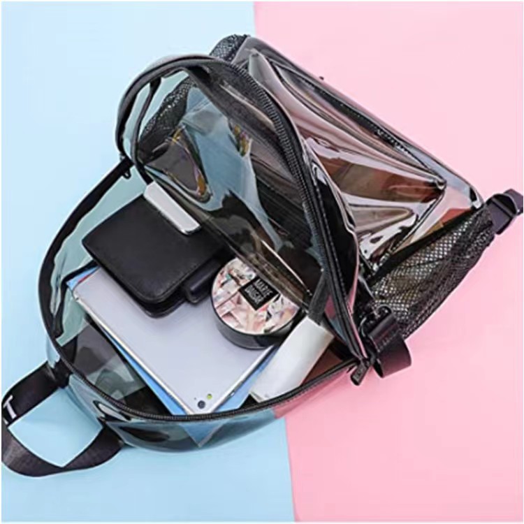 Cross-border transparent backpack, women's fashionable waterproof pvc jelly backpack, summer travel beach bag, girls' schoolbag Specification drawing