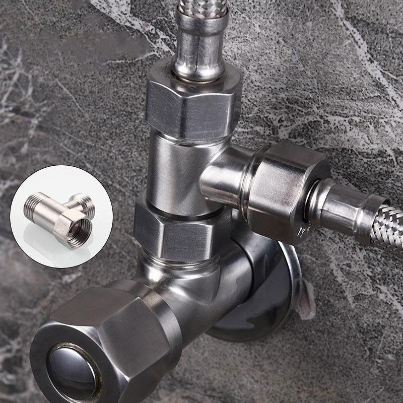 Carefully selected 304 stainless steel union three-way, brushed, one in and two out, bathroom Angle valve, water heater, water valve and bathroom accessories full figure