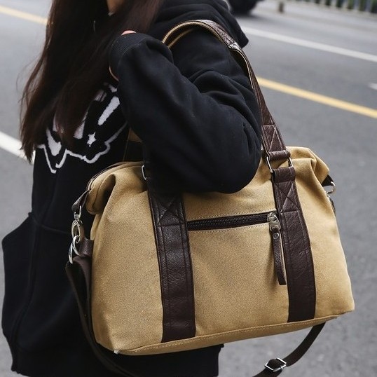 Retro large-capacity travel bags, luggage bags, fashionable and trendy canvas bags, men's bags, shoulder bags, casual handbags, women's bags details Picture