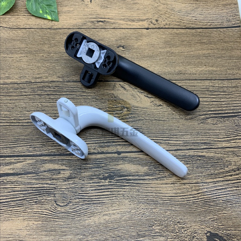 Export ball handle aluminum alloy plastic steel door and window lock, seven-character handle, casement window handle, seven-character pull lock Specification drawing