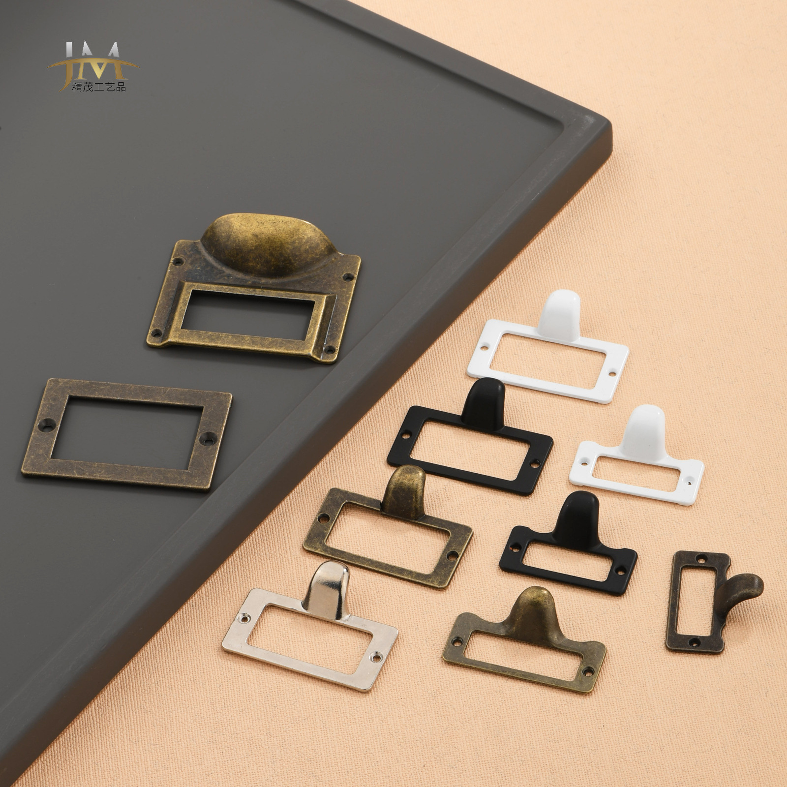 Retro handle packaging box accessories, antique alloy label frame, business card holder, exquisite furniture hardware accessories full figure