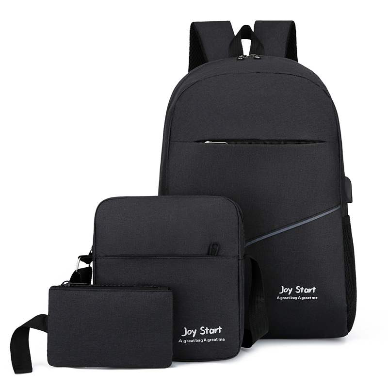 Wholesale business backpacks, three-piece sets, men's backpacks, fashionable and casual Oxford cloth computer and student schoolbags from the manufacturer Item Picture