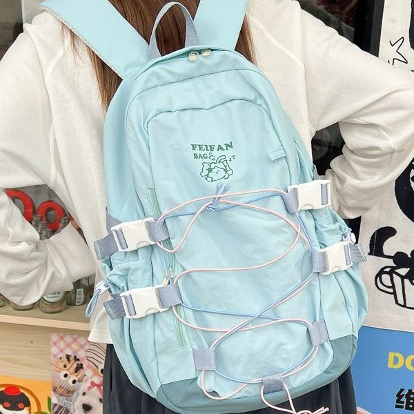 Backpack for girls 2024, large capacity, casual and versatile, Korean version student school bag, junior high school and senior high school travel backpack details Picture